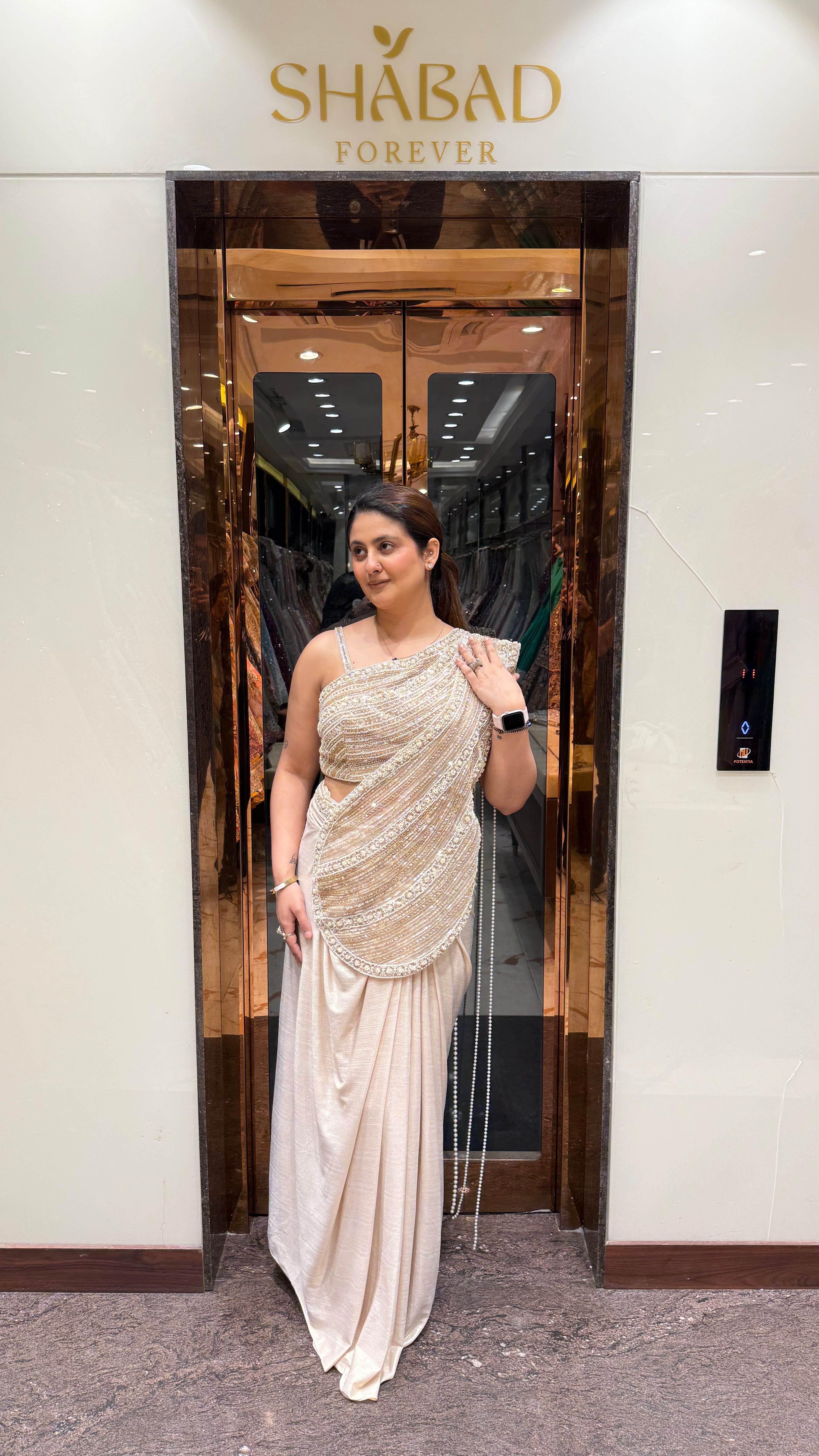 AURELIA PEARL DRAPED SAREE