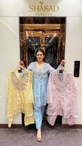 Glass Tissue Thread Embroidered Coord Set With Inner