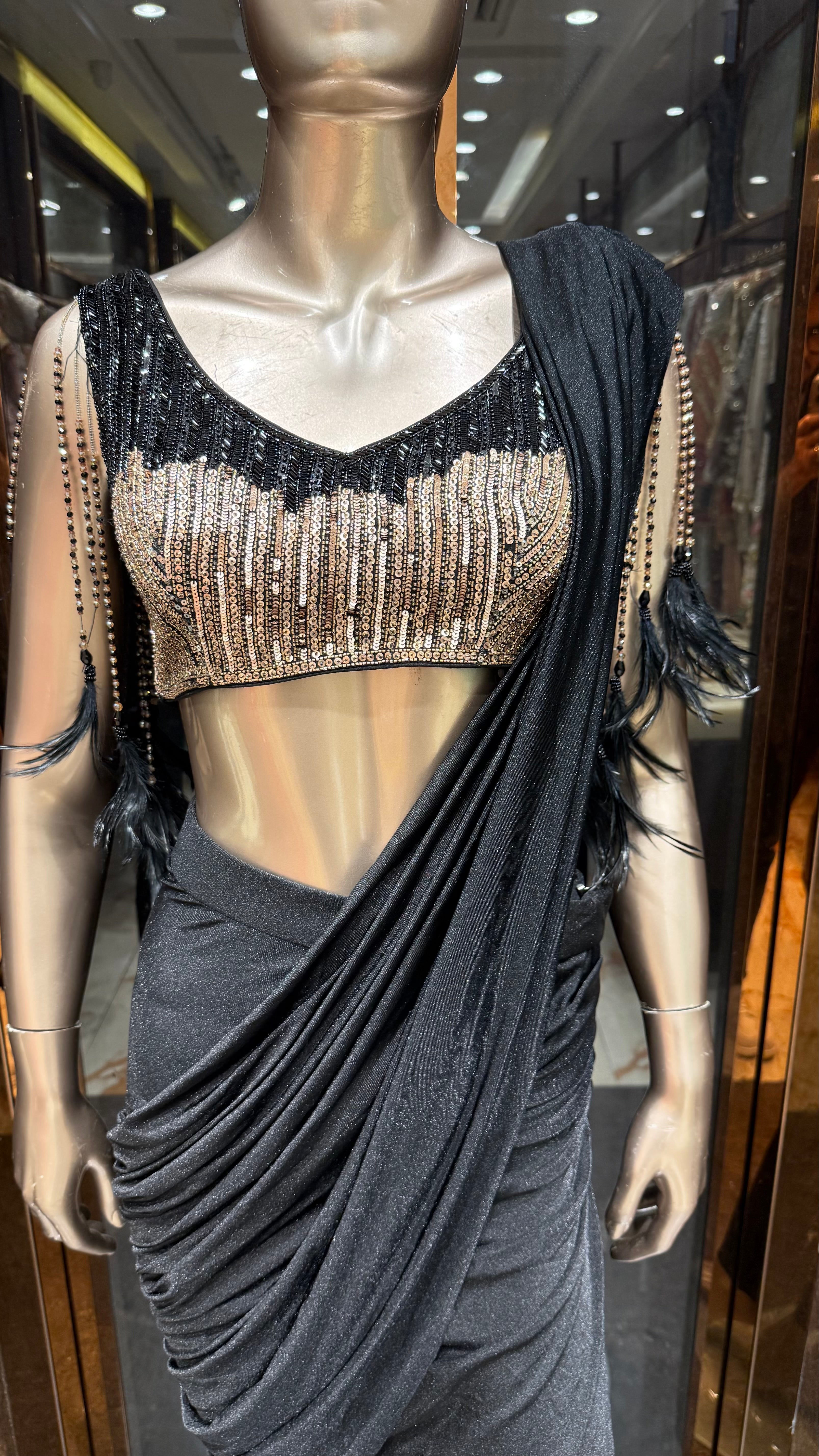 CHARCOAL CHIC DRAPE SAREE