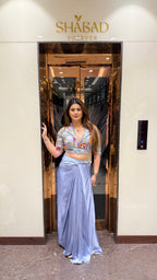 Crop Hand-Embroidered Blazer with Dhoti Skirt