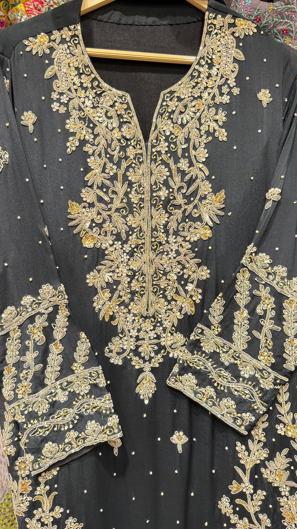 Long handwork Suit With Sharara