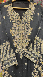 Long handwork Suit With Sharara