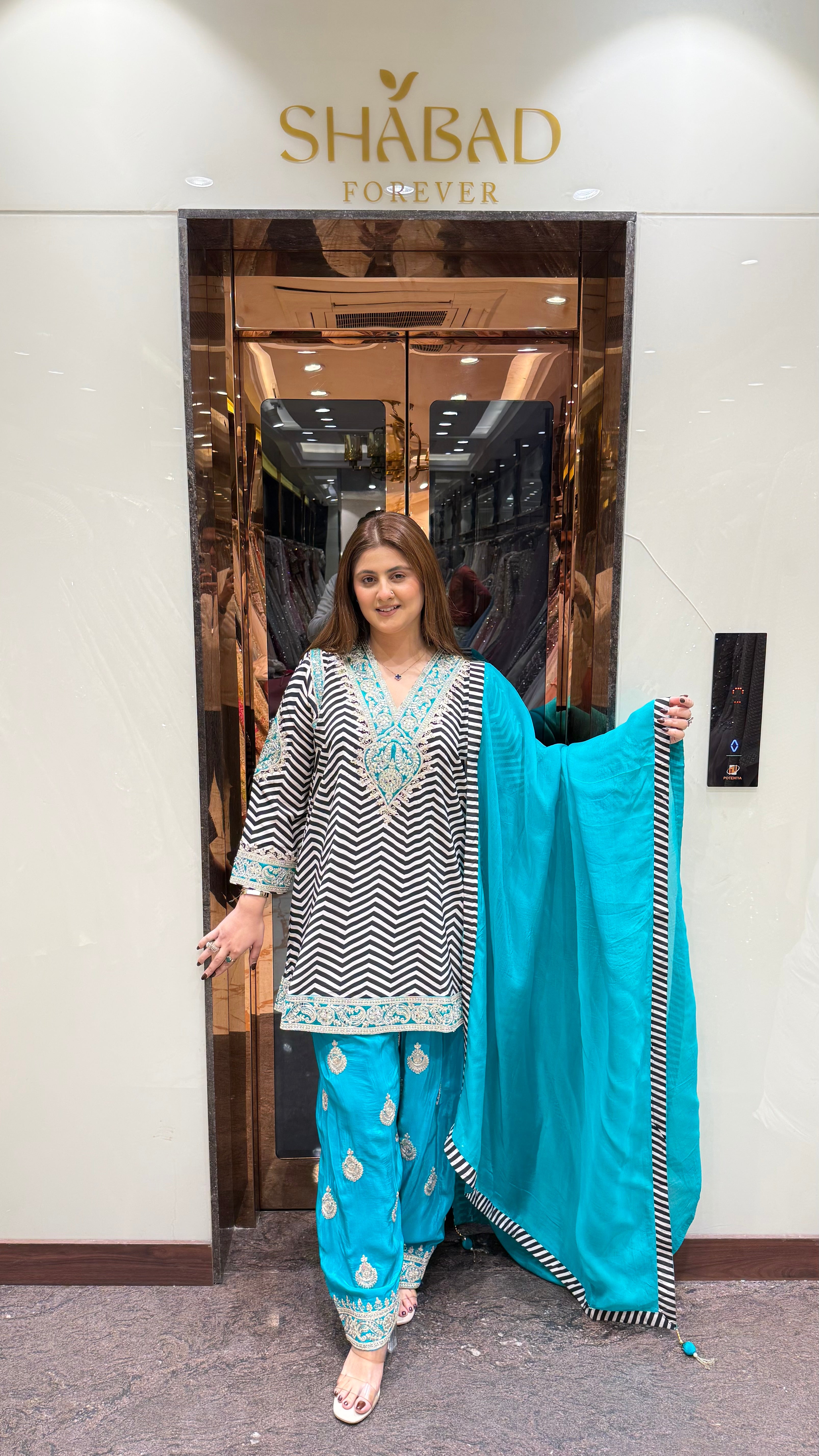 Colour block contrast farshi salwar suit