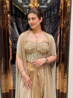 Gold Corset 3pc Drape Skirt & Cape Set