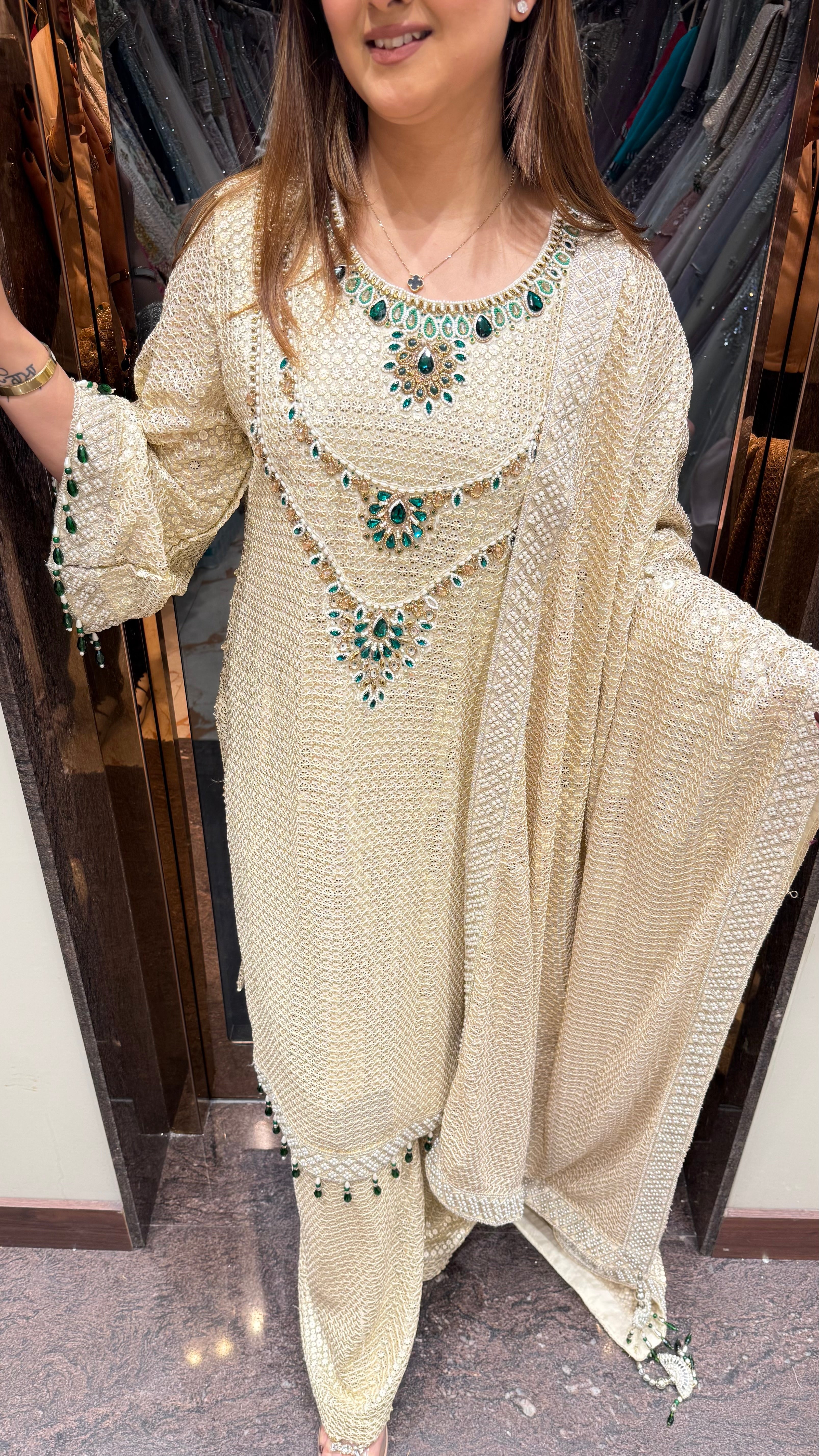 Kyra Sequin Suit with Designer Neckline