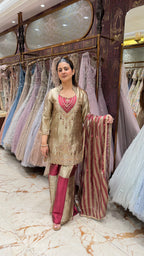 PLUM TISSUE SHARARA SUIT