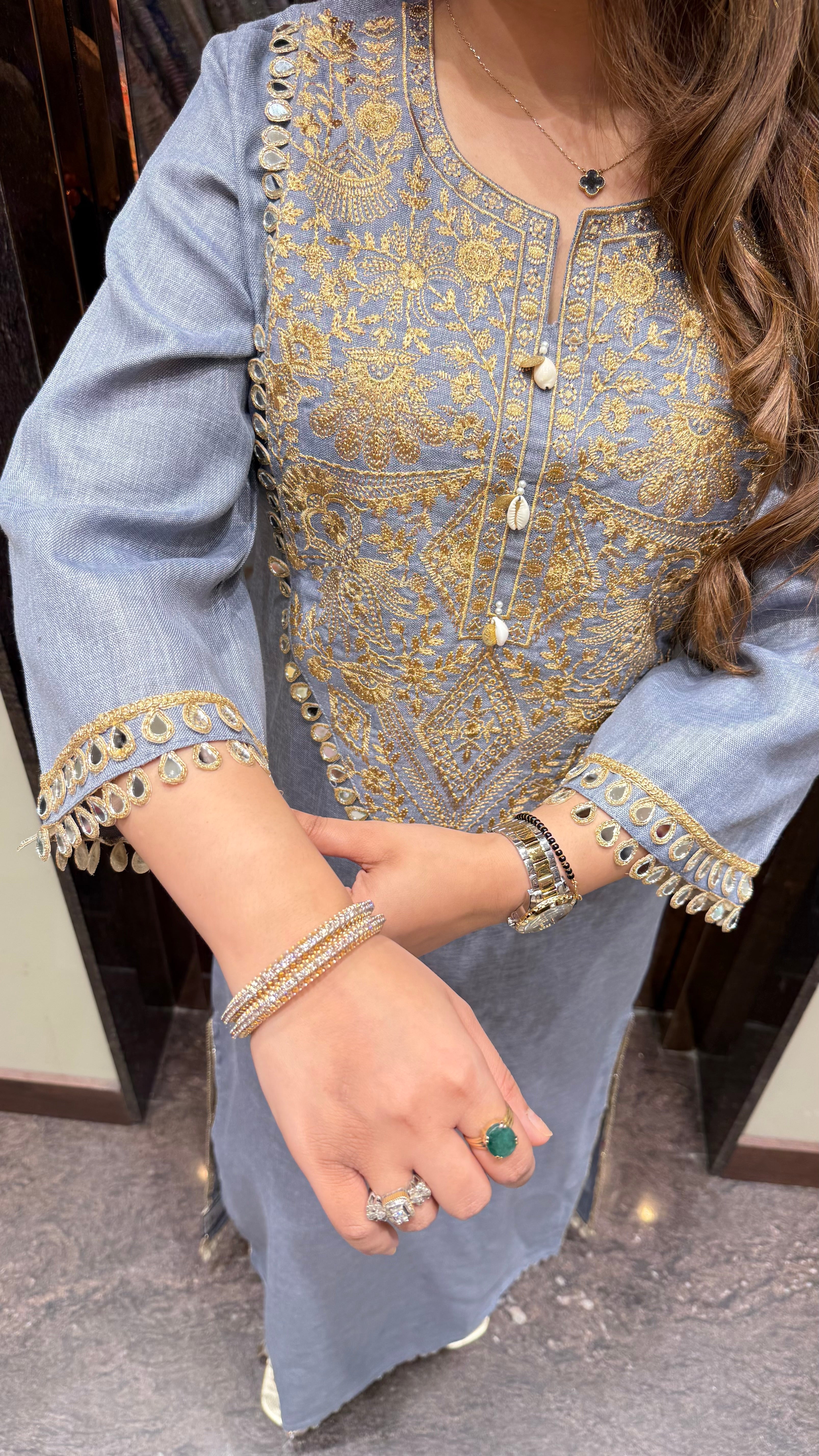OMAN DENIM SLIT DRESS