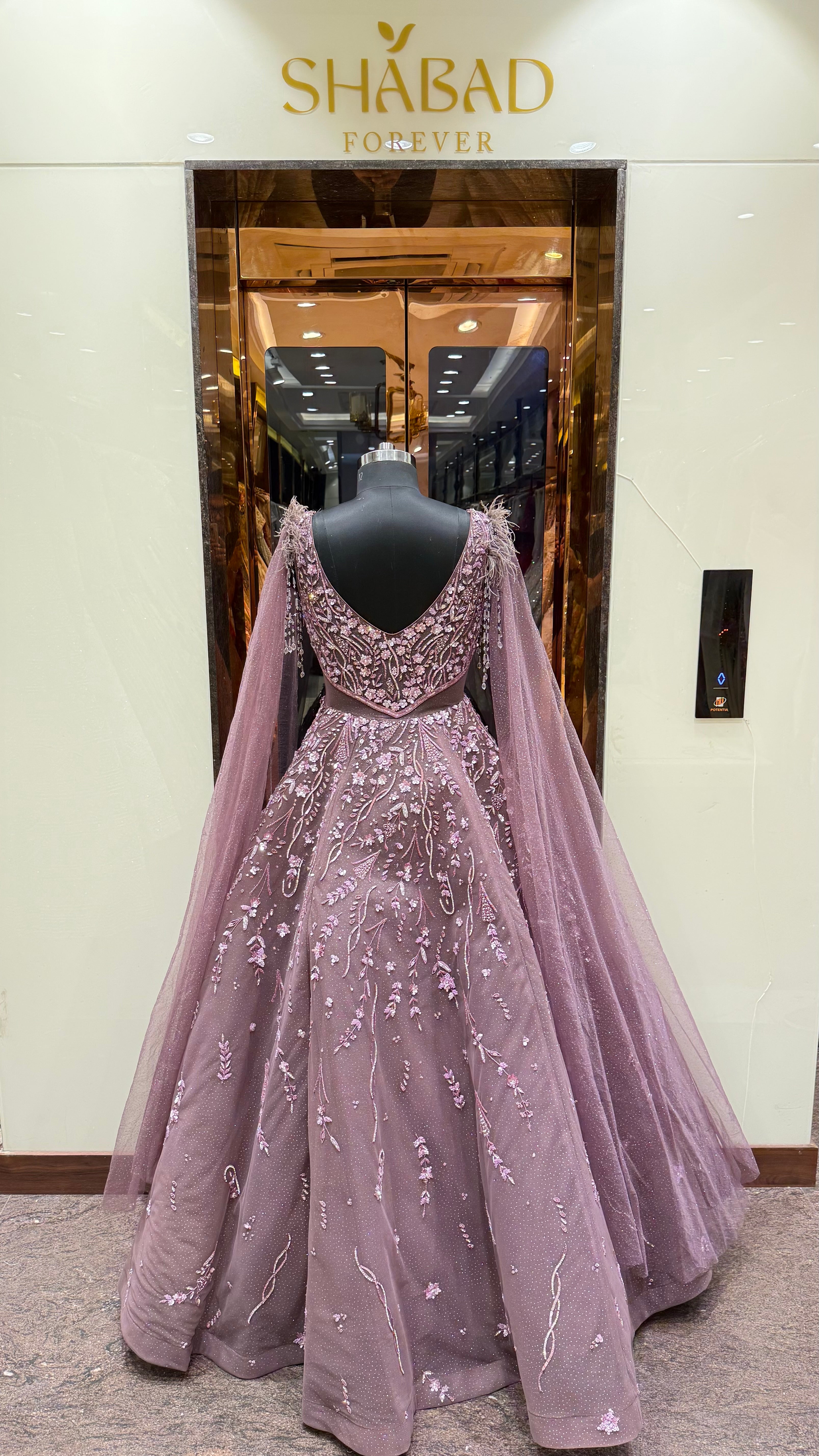 AMARA CAPE SLEEVE BALL GOWN