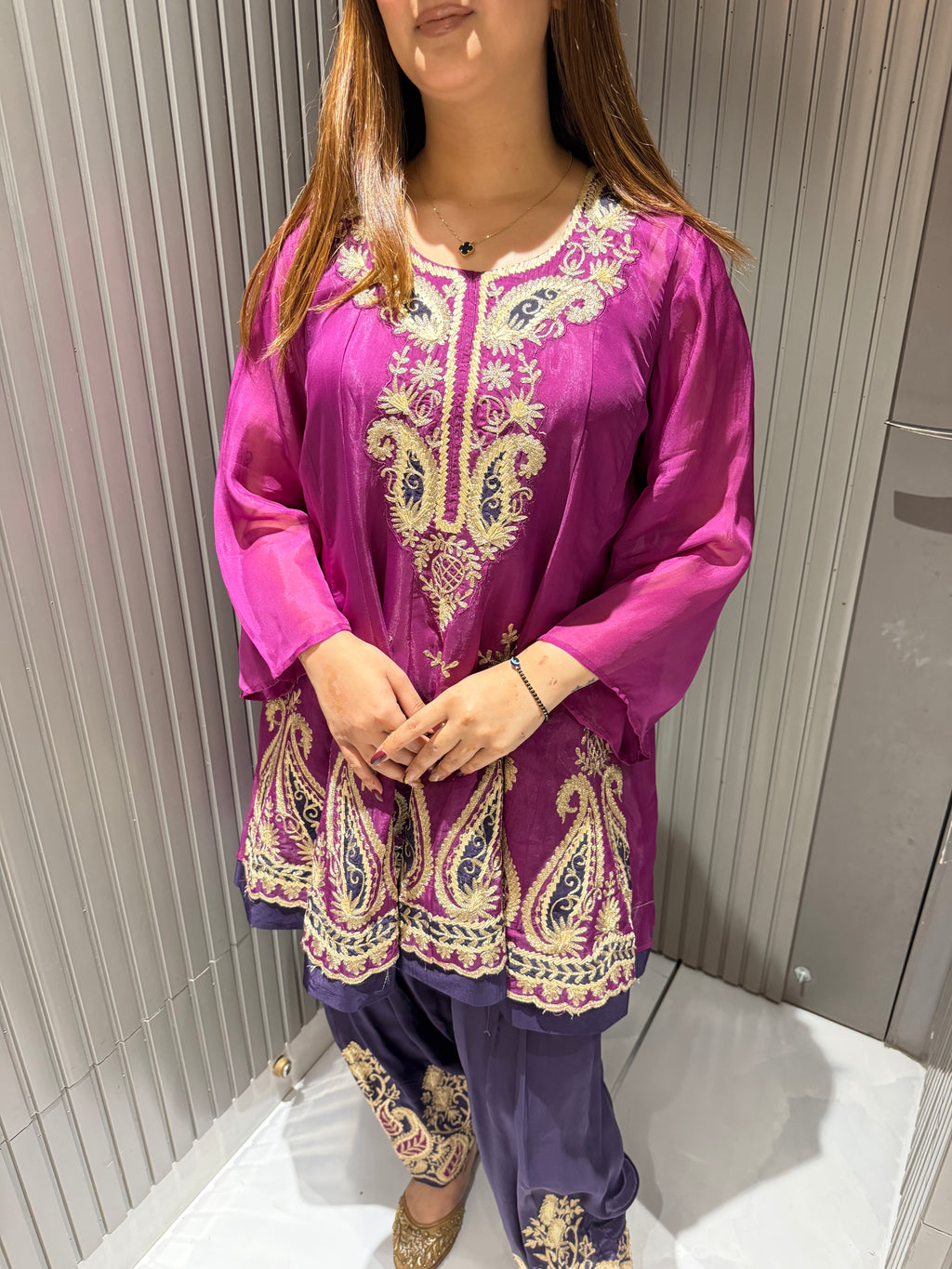 Purple Peplum Coord with Afghani Salwar