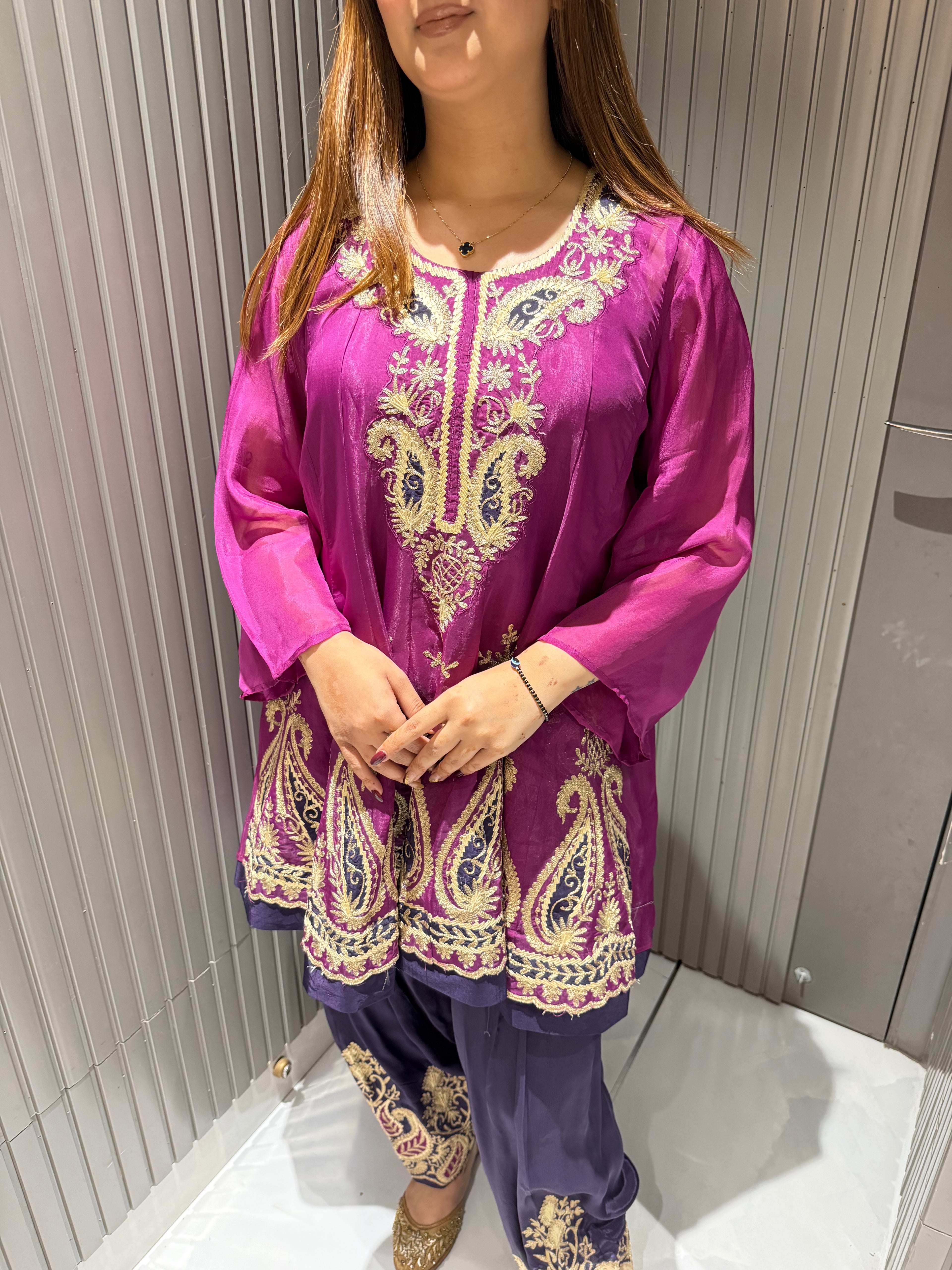 Purple Peplum Coord with Afghani Salwar