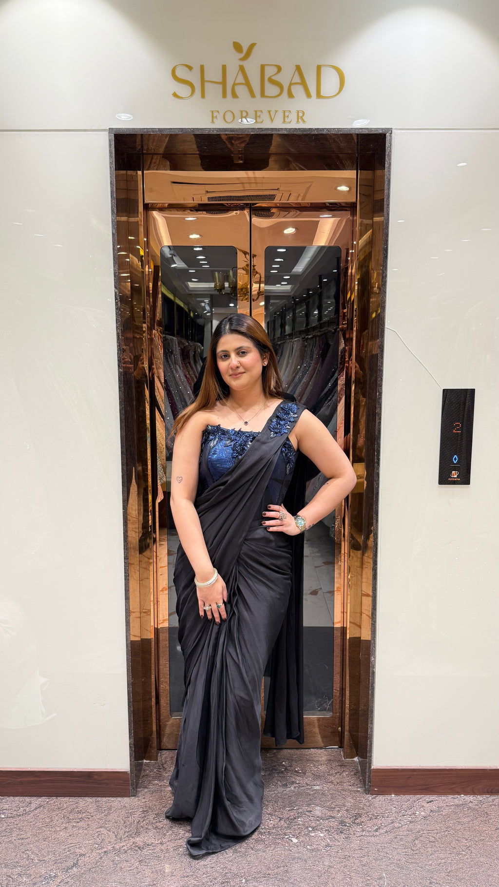 Blue & Black Cocktail Drape Saree