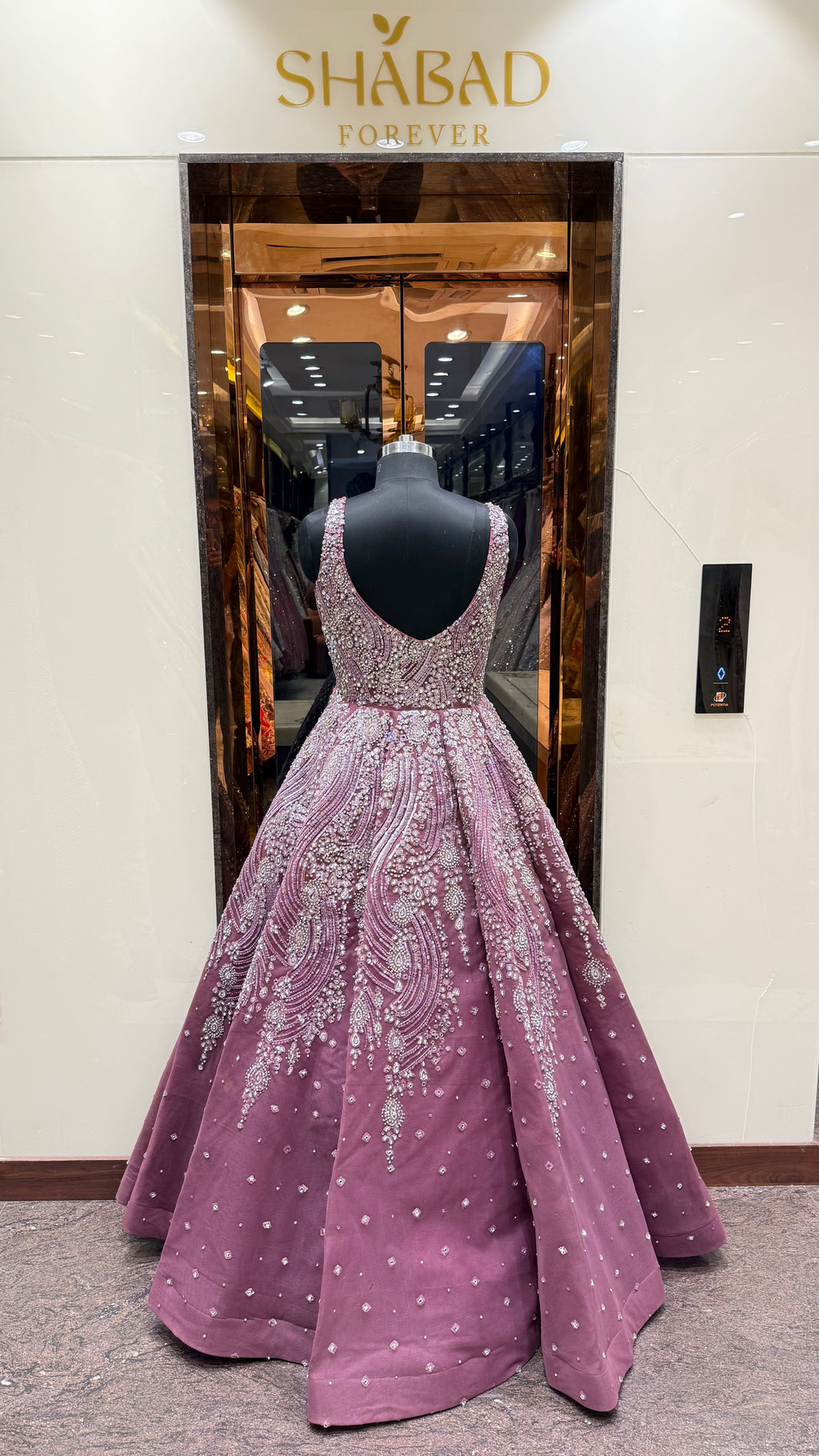 ROSETTE EMBELLISHED BALLGOWN