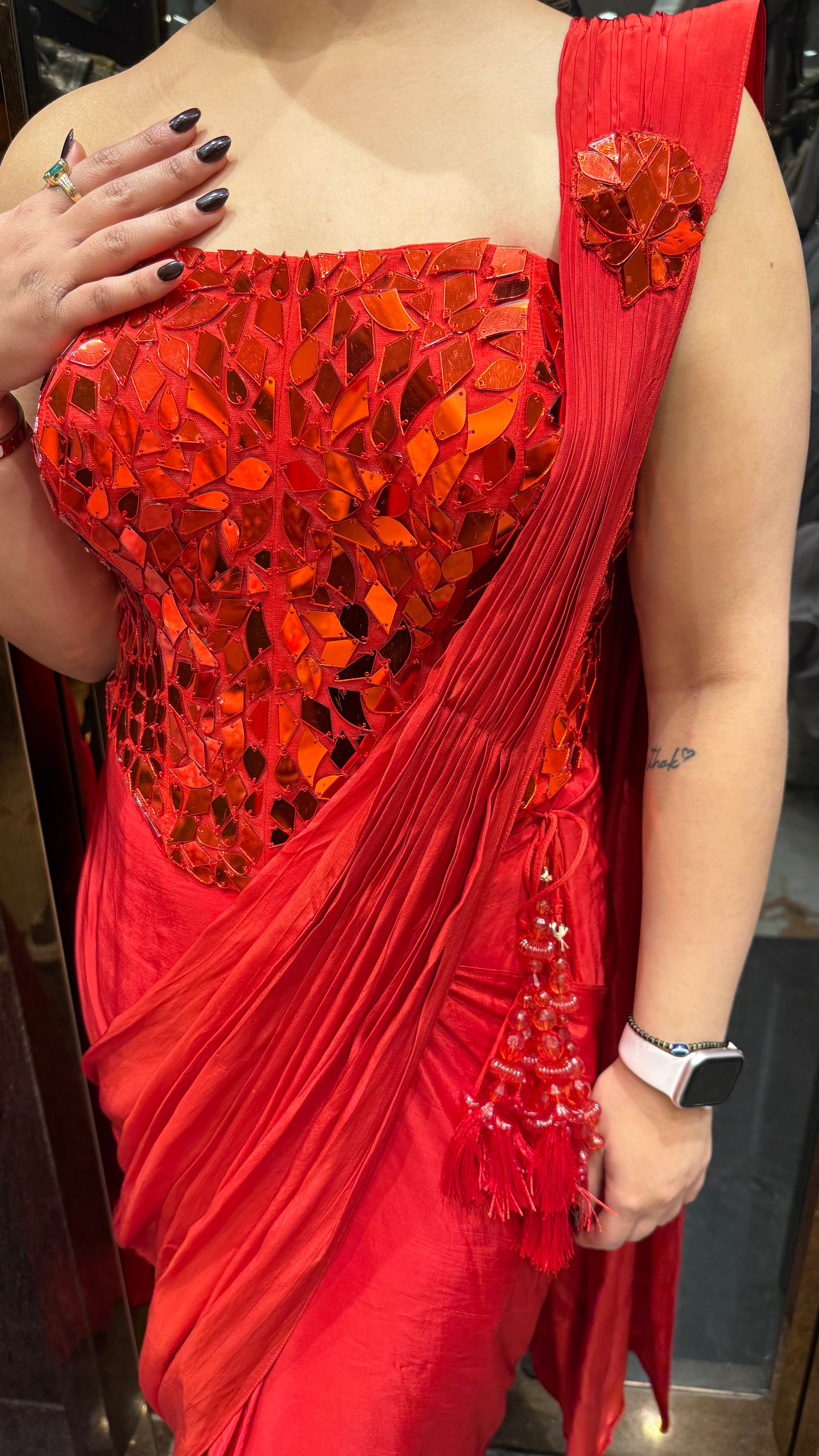 Mirror Tulip Corset Saree