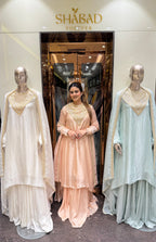 Hamza Churidaar sleeve designer neckline long sharara suit