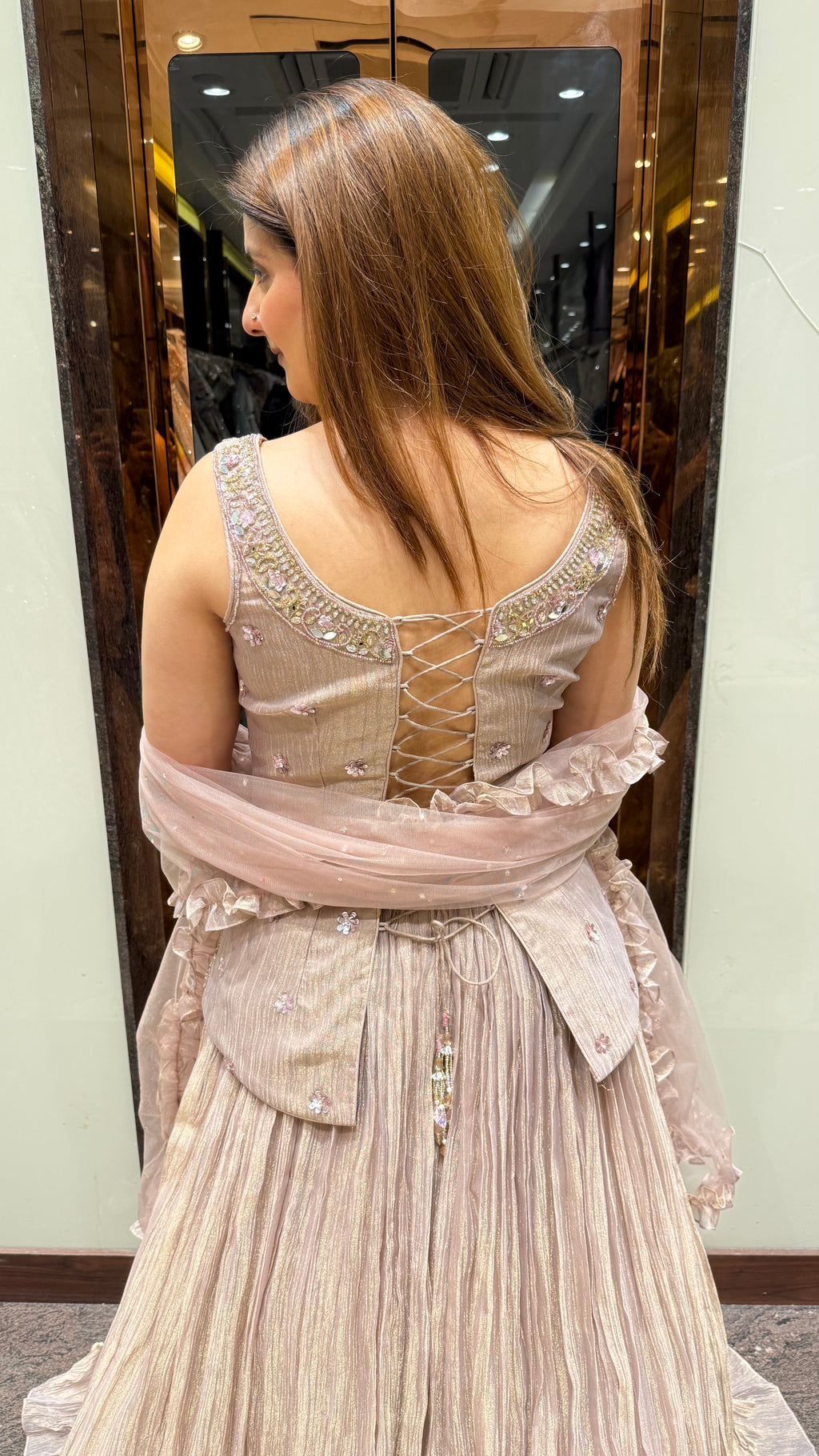 MAUVE MIST CRUSHED LEHENGA
