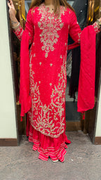 Long handwork Suit With Sharara