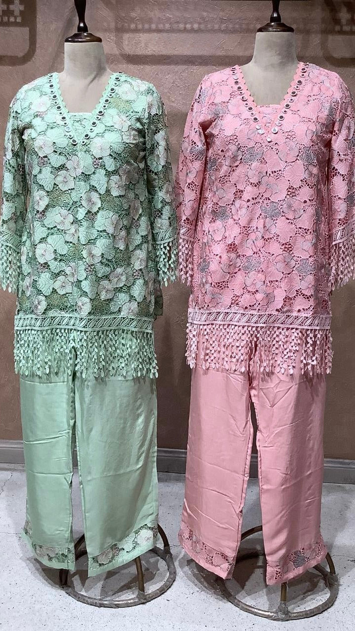 Crochet coordset with fringe detailing
