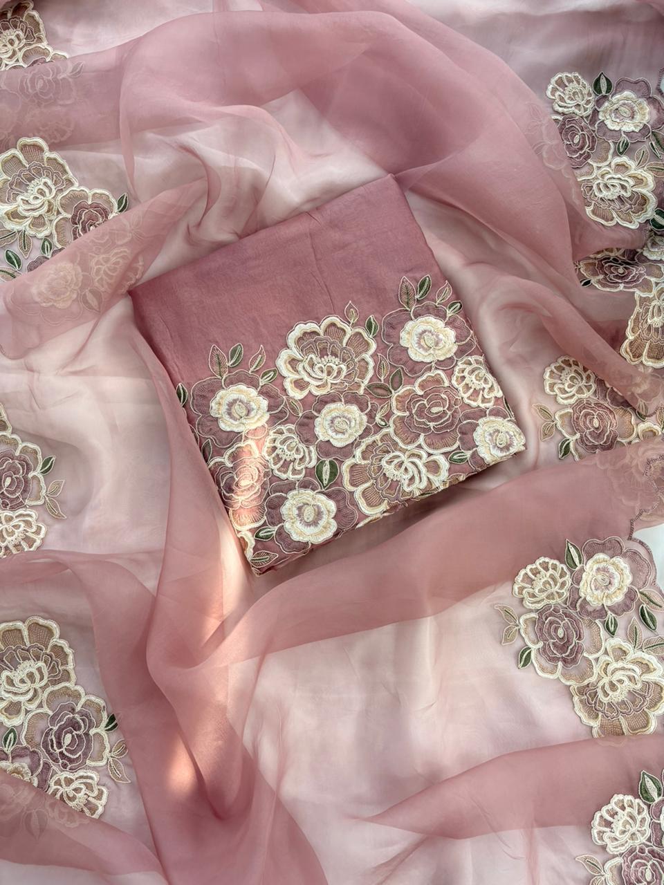 GUL E NOOR Organza Unstitched Suit