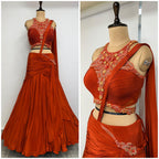 Chaarvi Rust Drape Saree