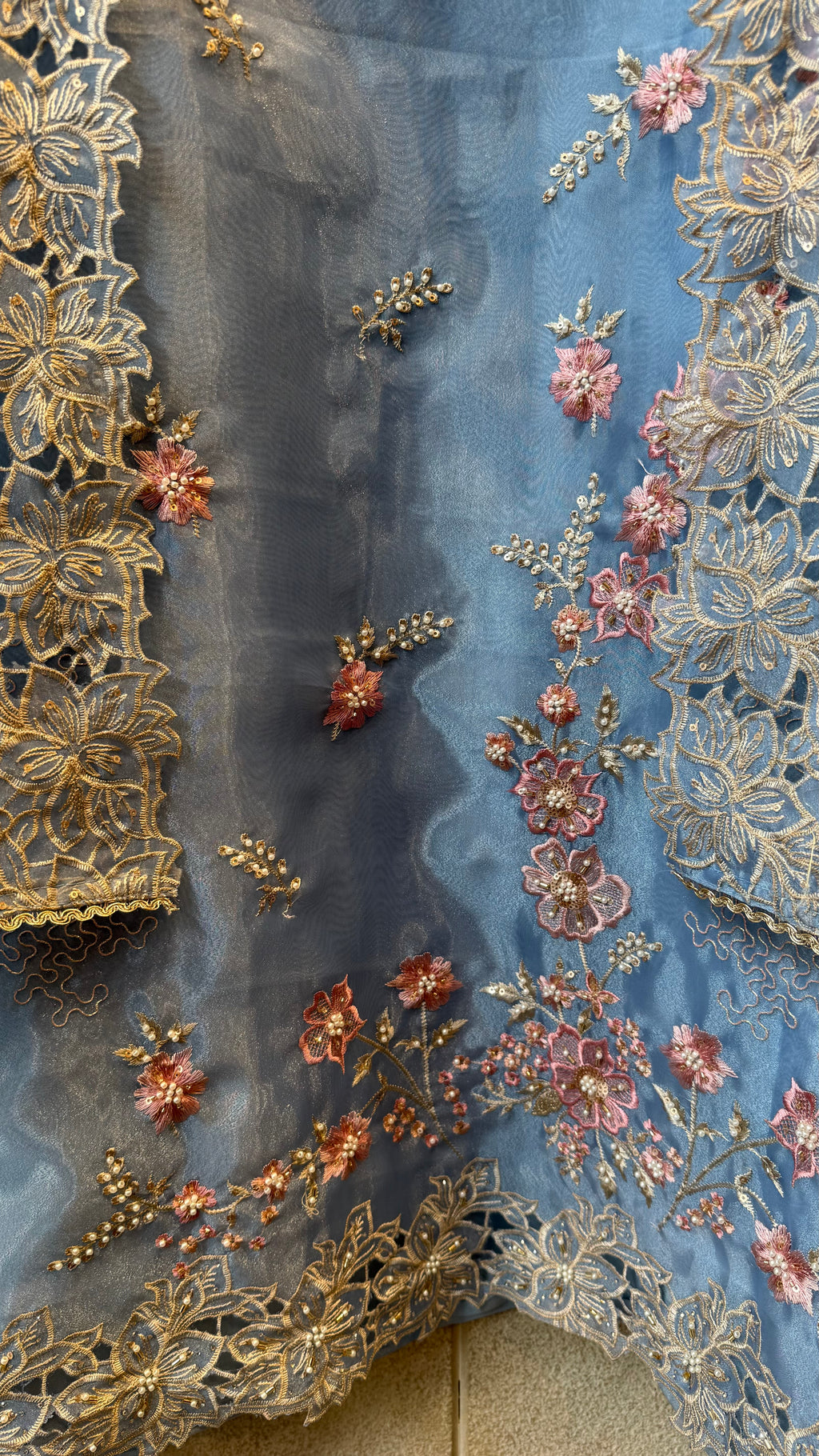 Glass Tissue Hand Work Unstitched Suit