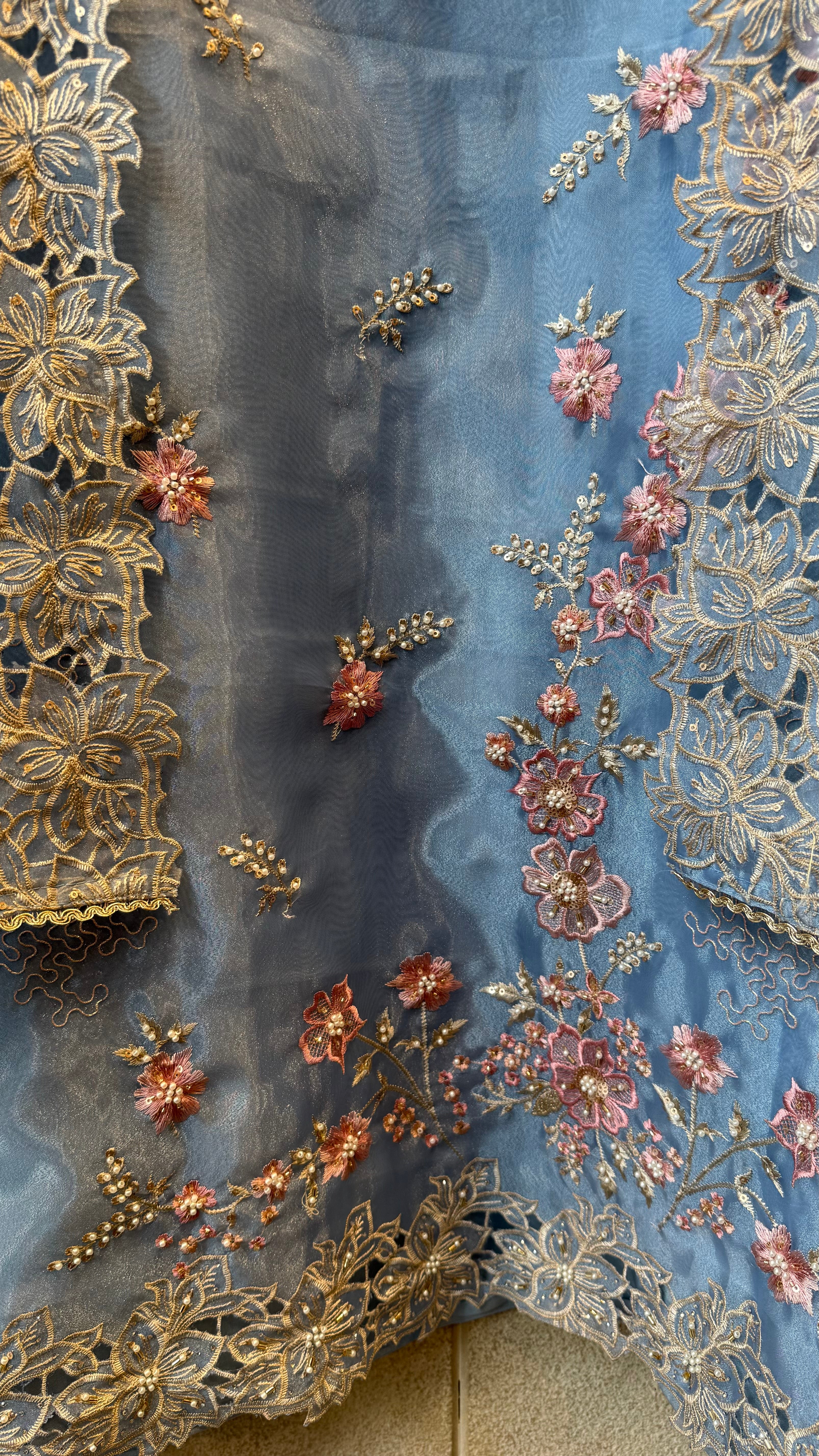 Glass Tissue Hand Work Unstitched Suit