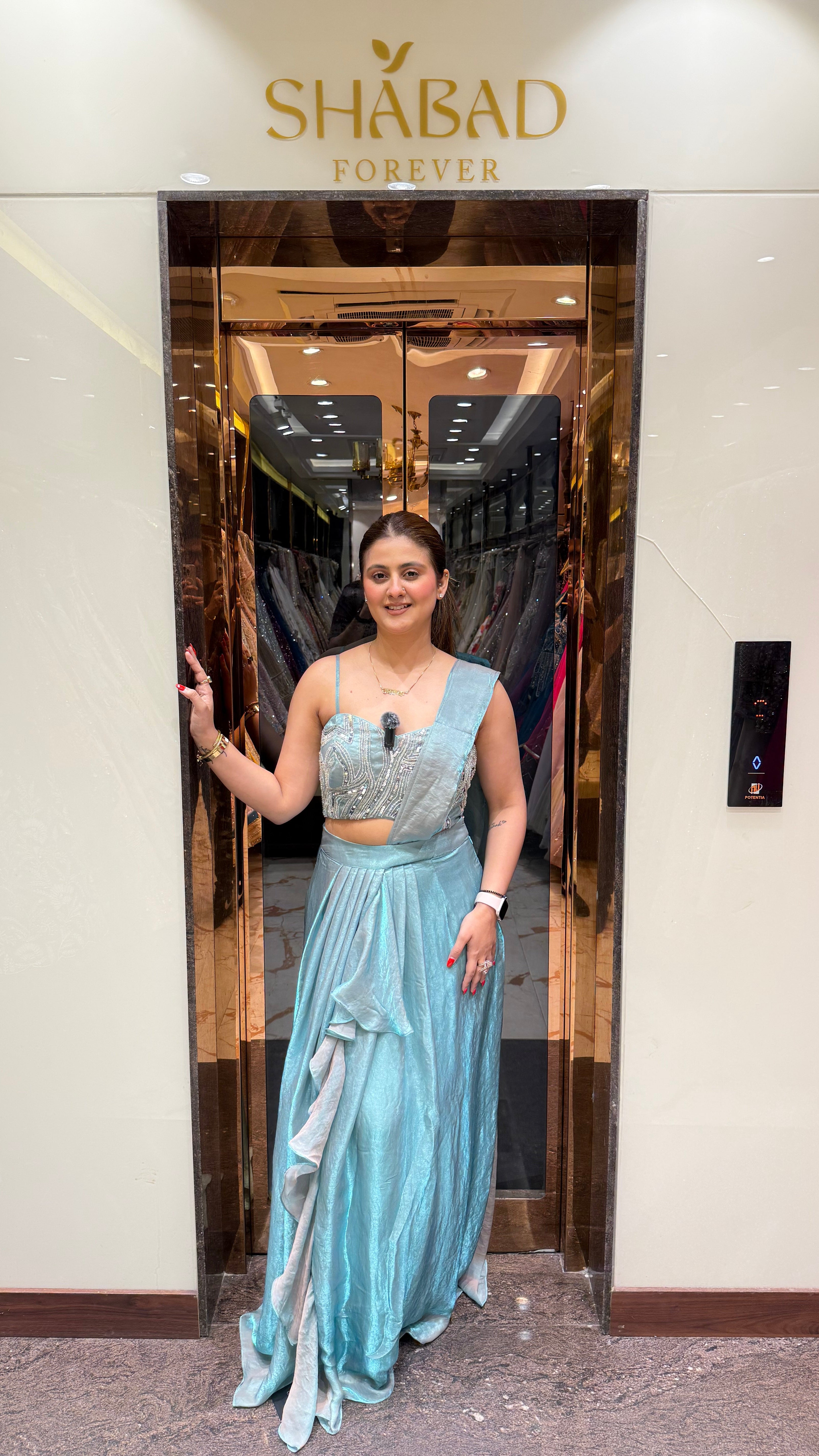 Mermaid Blue Drape Saree