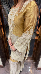 Gold Dual Shade Handwork Suit