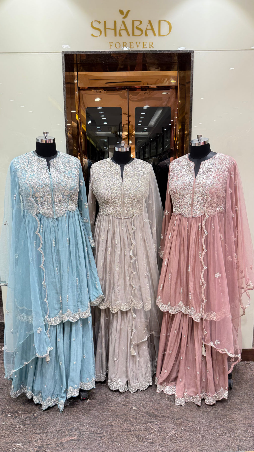 FROSTED PASTEL PEPLUM SHARARA SUIT