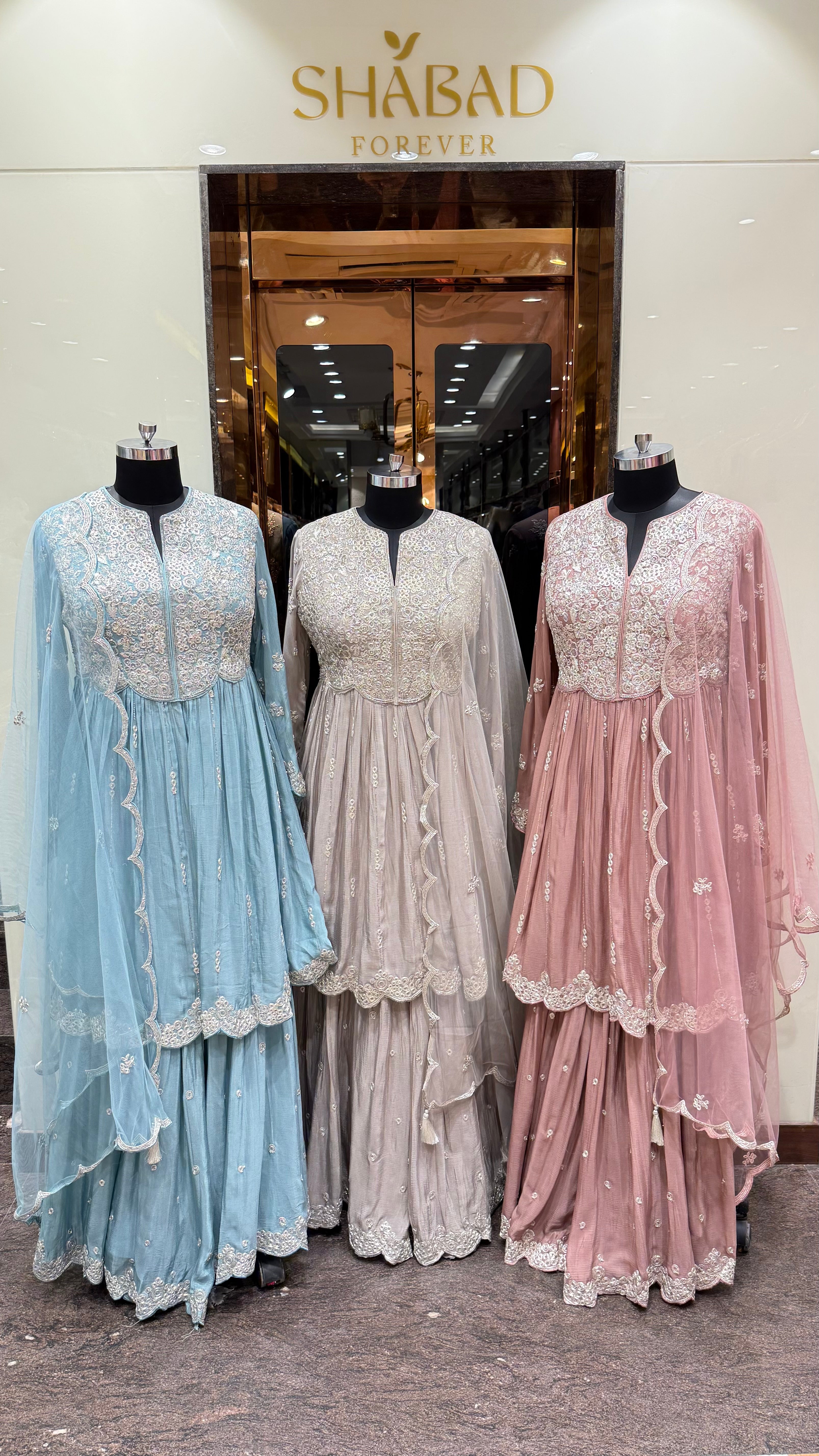 FROSTED PASTEL PEPLUM SHARARA SUIT