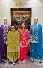 Aza Gold Handwork Sharara Suit