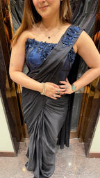 Blue & Black Cocktail Drape Saree
