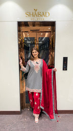 Colour block contrast farshi salwar suit