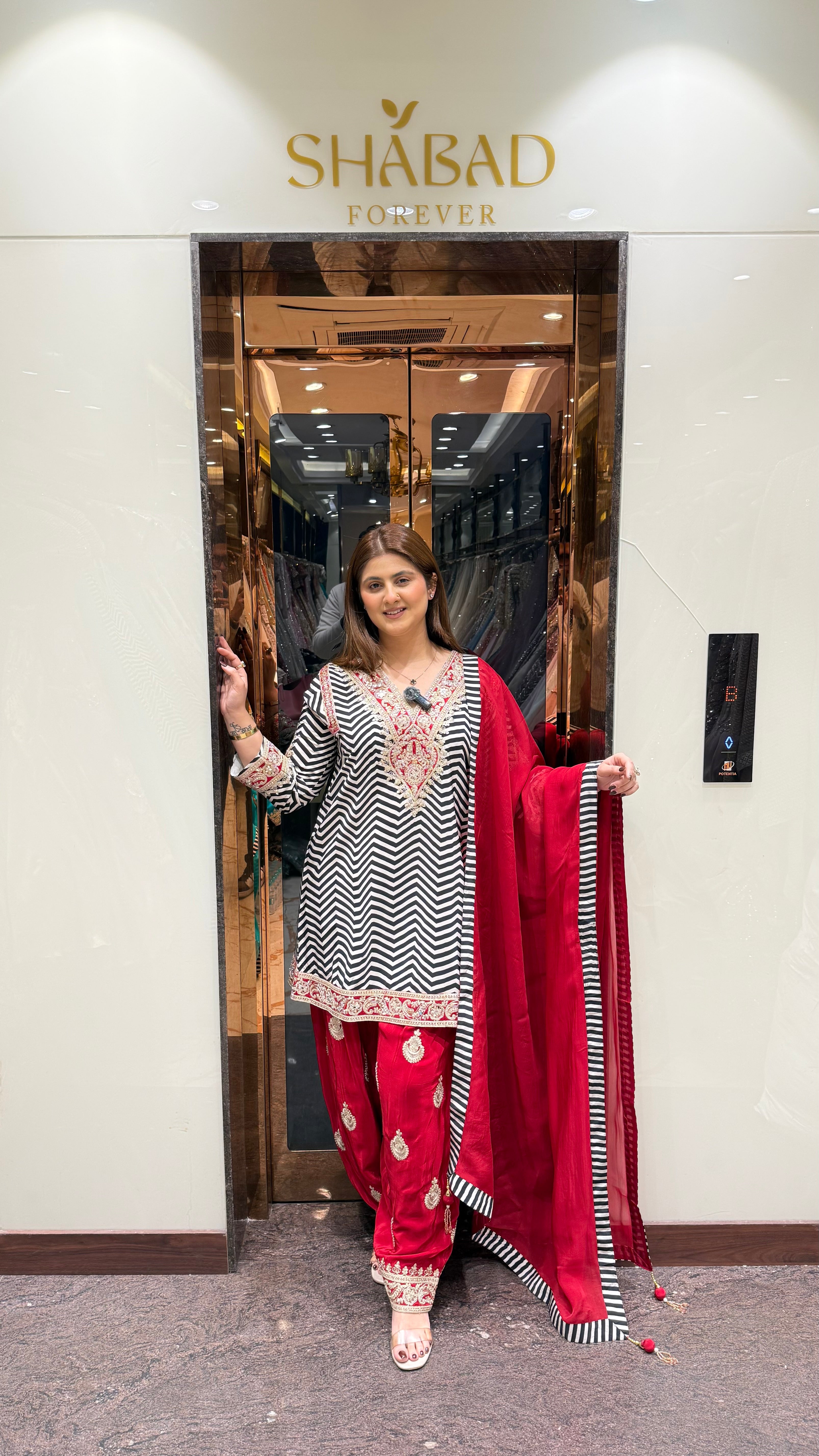 Colour block contrast farshi salwar suit