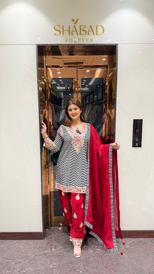 Colour block contrast farshi salwar suit