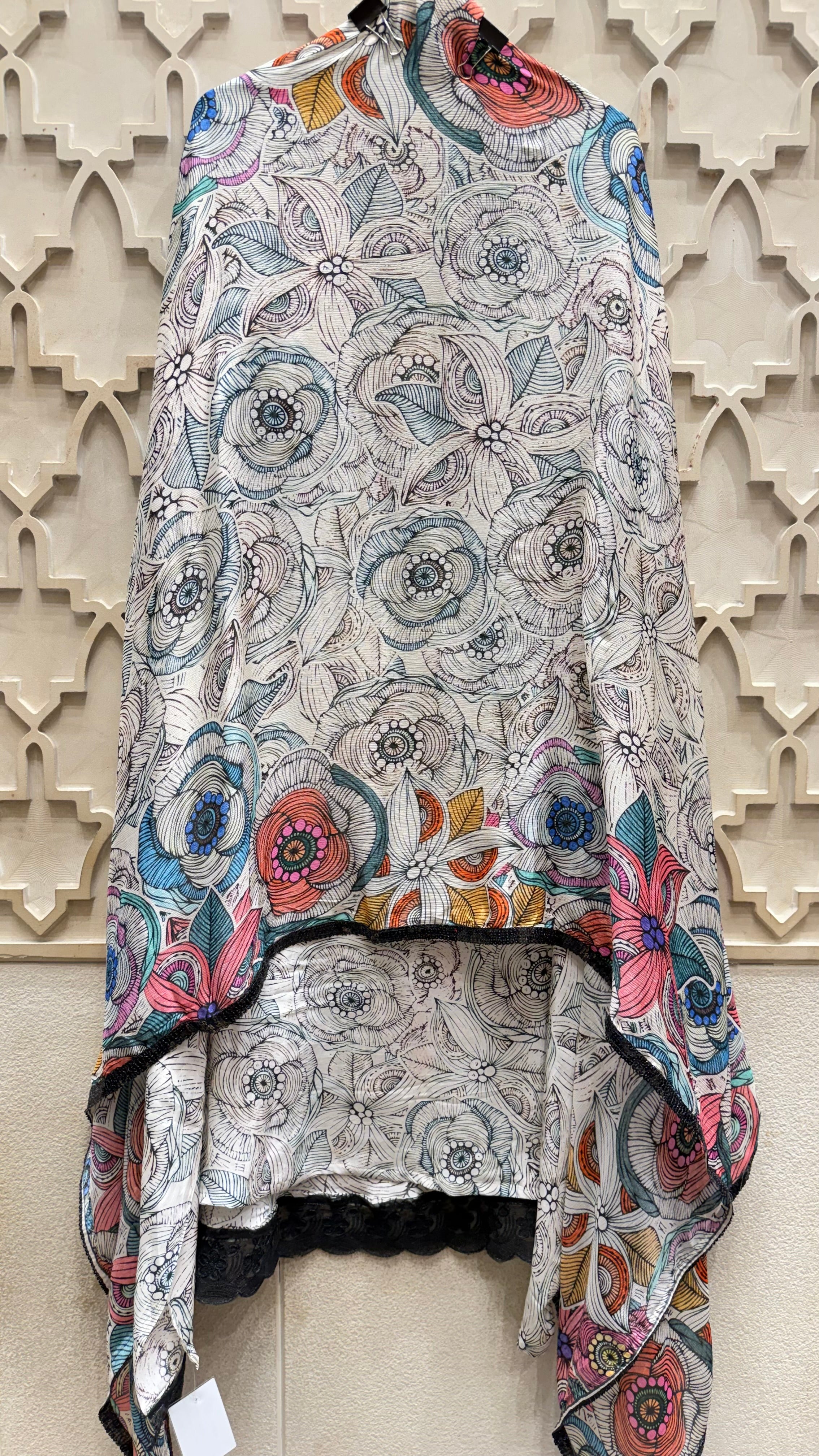 Multi Flower Printed Hand Work Unstitched Suit