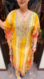 Stripes and multi floral kaftan