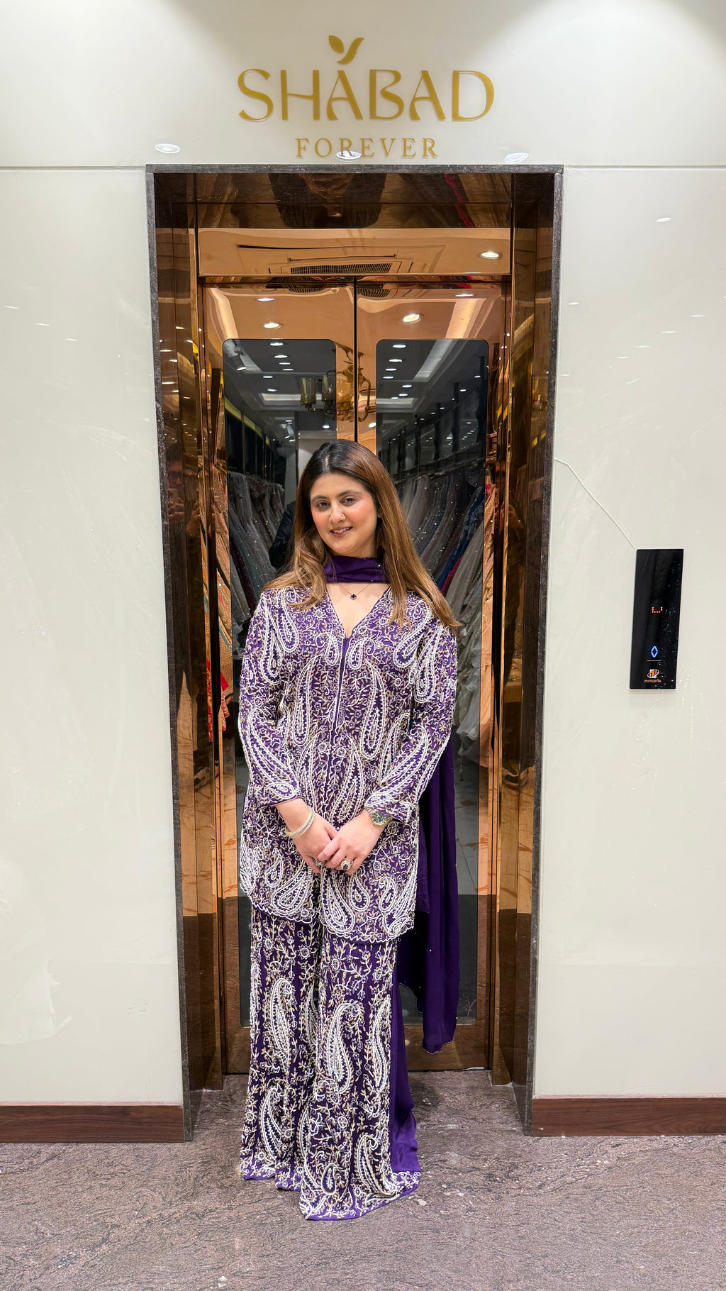 Handwork Chinon Suit With Pearlwork & Katdana Detailing