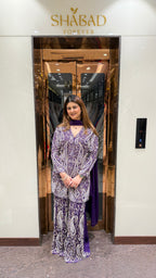 Handwork Chinon Suit With Pearlwork & Katdana Detailing