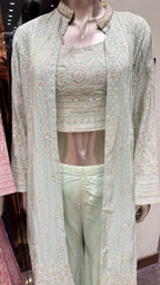 LONG JACKET EMBROIDERED PALAZZO SET