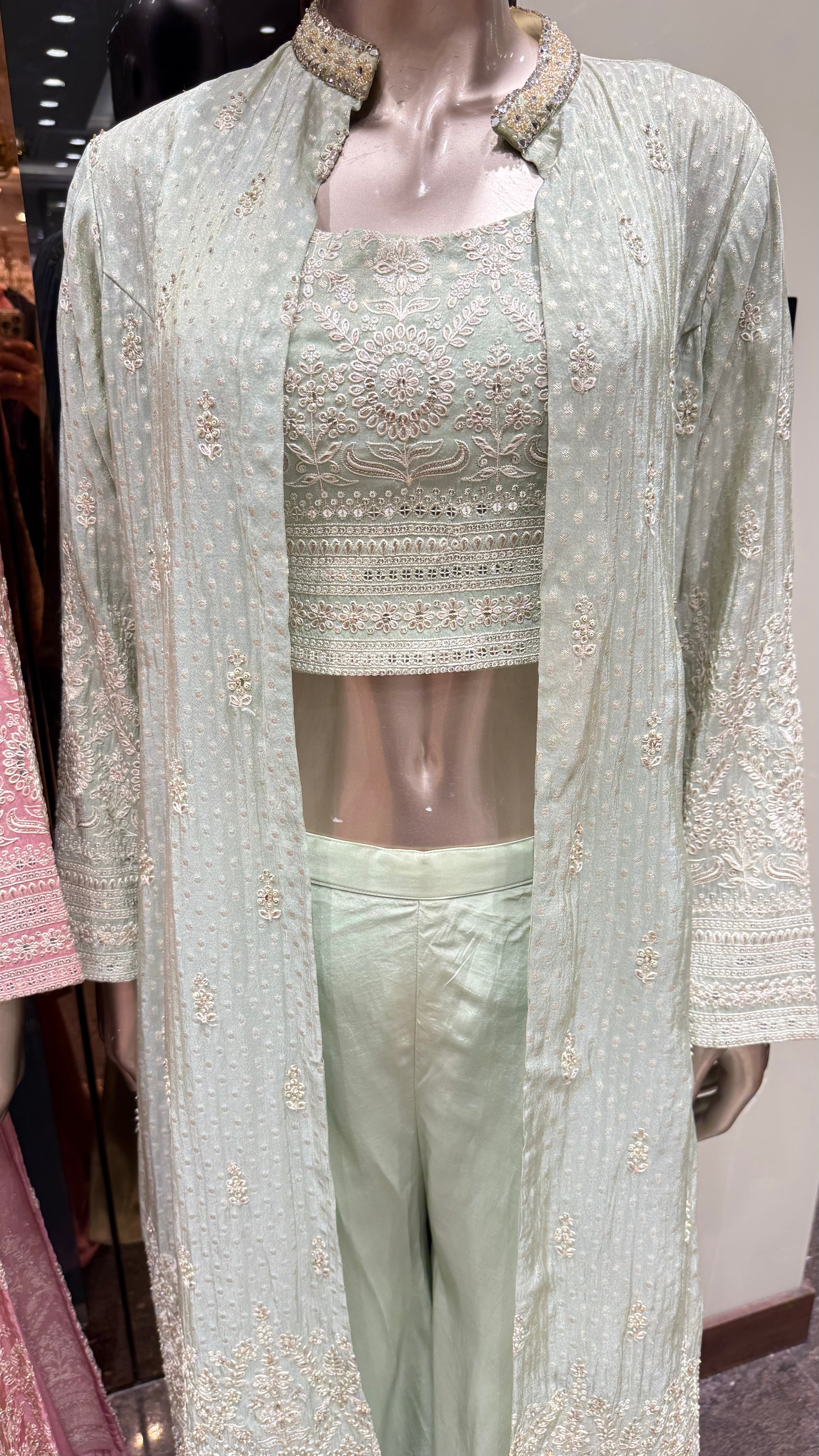 LONG JACKET EMBROIDERED PALAZZO SET