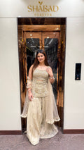 IVORY GLOW CRUSHED SHARARA SUIT