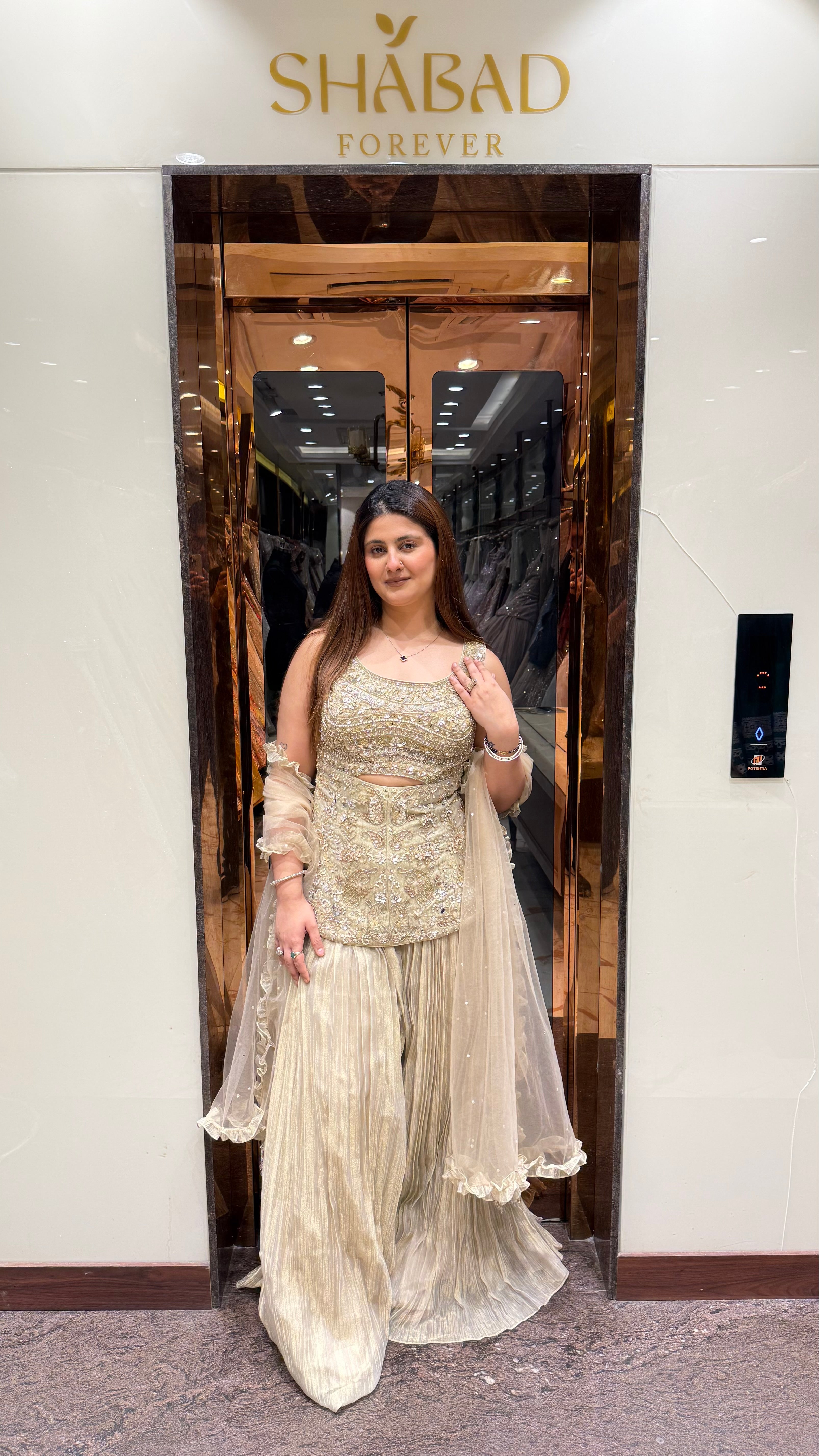 IVORY GLOW CRUSHED SHARARA SUIT