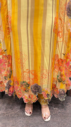 Stripes and multi floral kaftan
