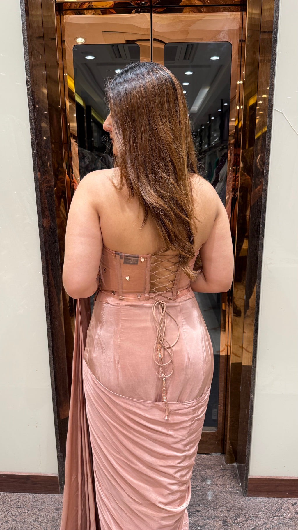 Mirror Tulip Corset Saree