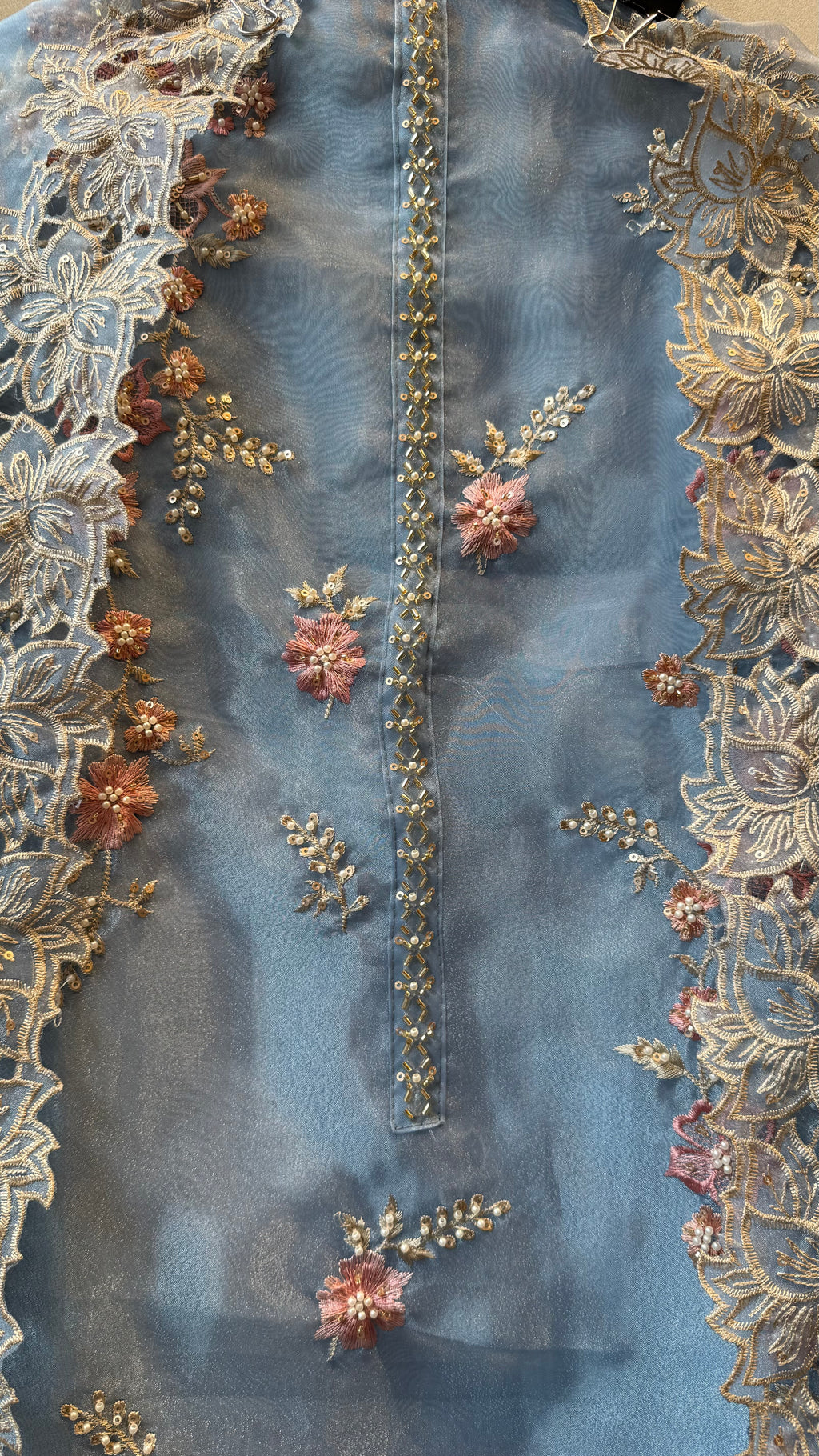 Glass Tissue Hand Work Unstitched Suit
