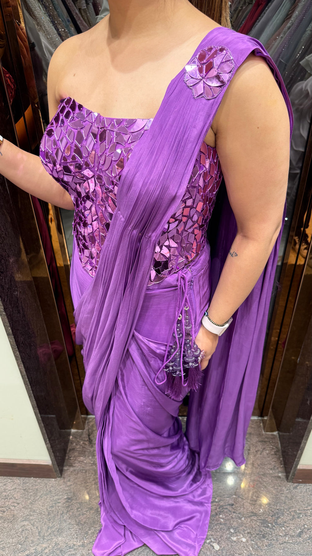 Mirror Tulip Corset Saree