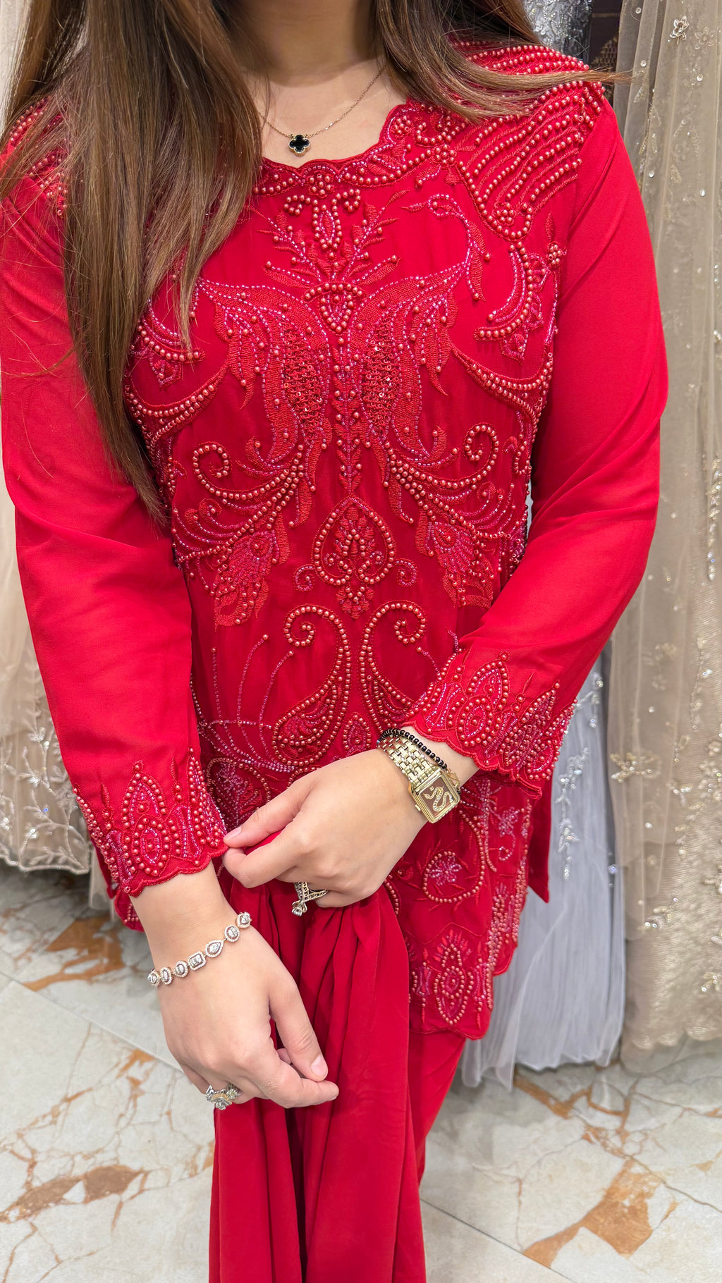 Rubaiya Pearl Embroidered Suit