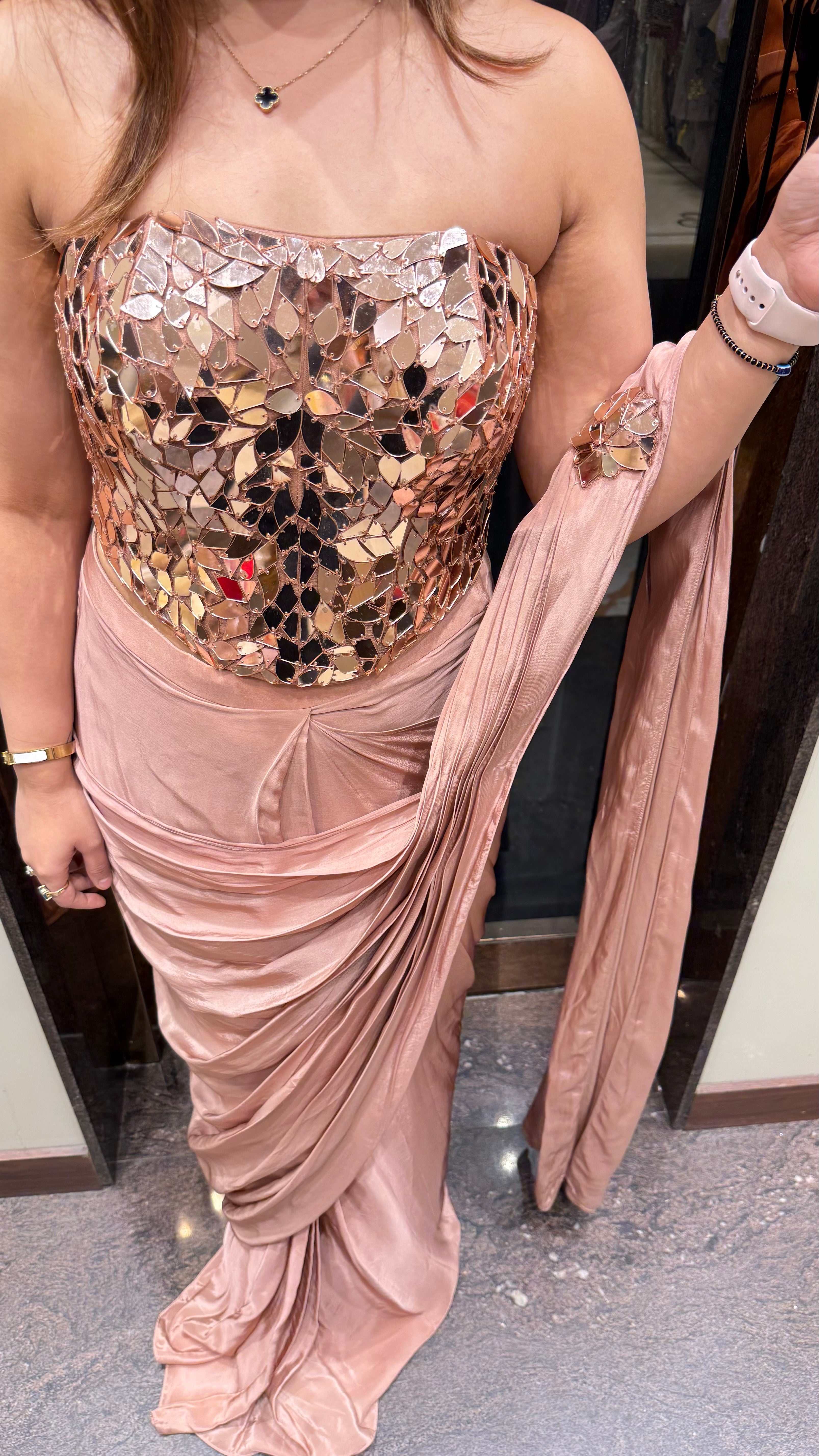 Mirror Tulip Corset Saree