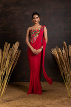 Pink Corset Drape Saree
