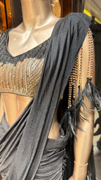 CHARCOAL CHIC DRAPE SAREE